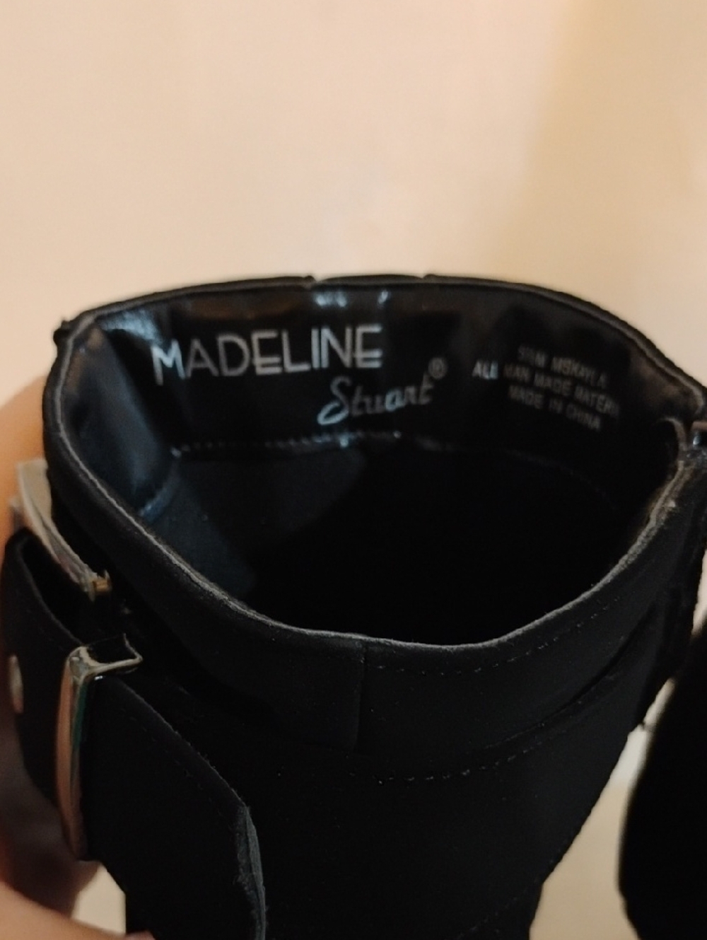 Madeline Stuart Black Lace-Up High Heel Ankle Boots with Buckle Size 5 1/2 M - Picture 8 of 9